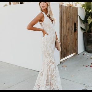 Luxxel White Lace Overlay Maxi Dress